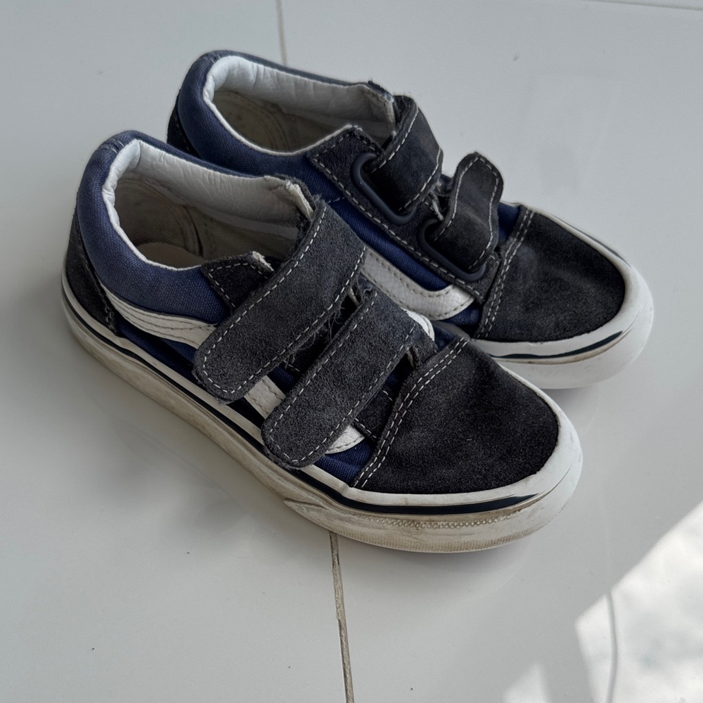 Vans Kids Black and Blue Velcro Sneakers